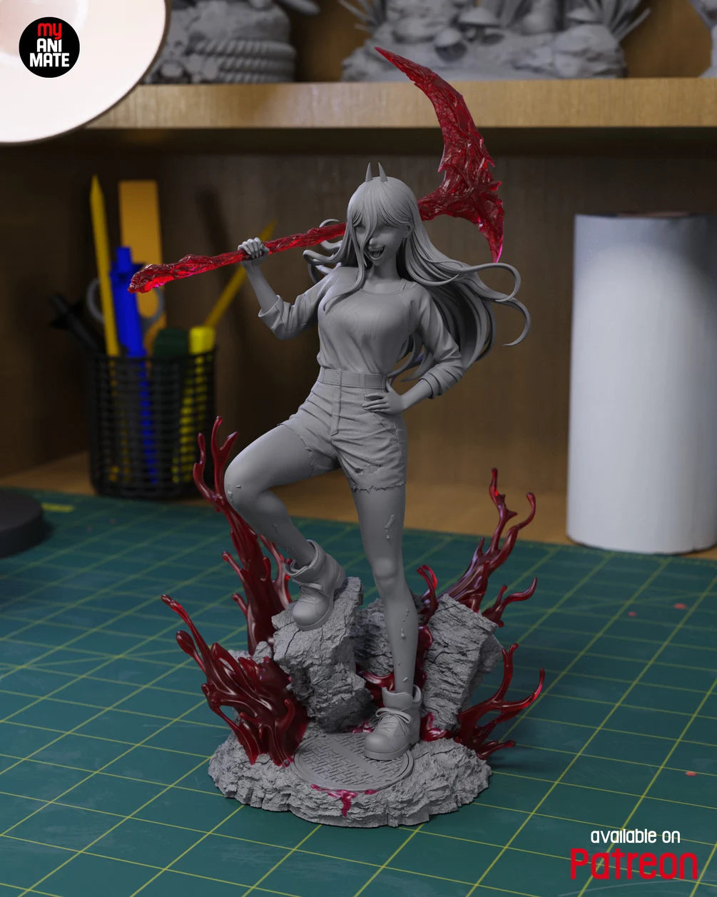 Power (Chainsaw Man) Custom Resin Statue – 1/8 Scale Collectible Figure with Swappable Blood Weapons