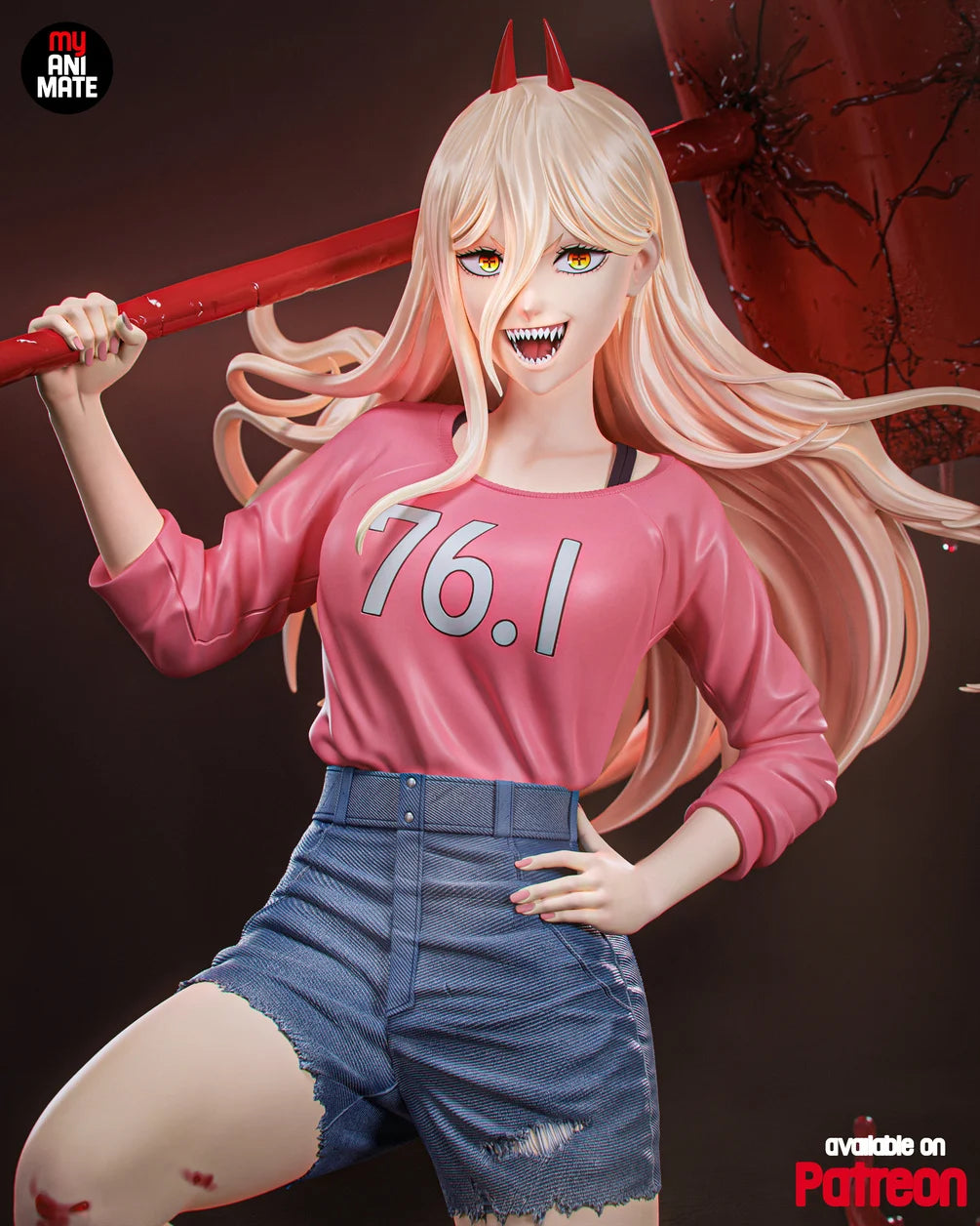 Power (Chainsaw Man) Custom Resin Statue – 1/8 Scale Collectible Figure with Swappable Blood Weapons